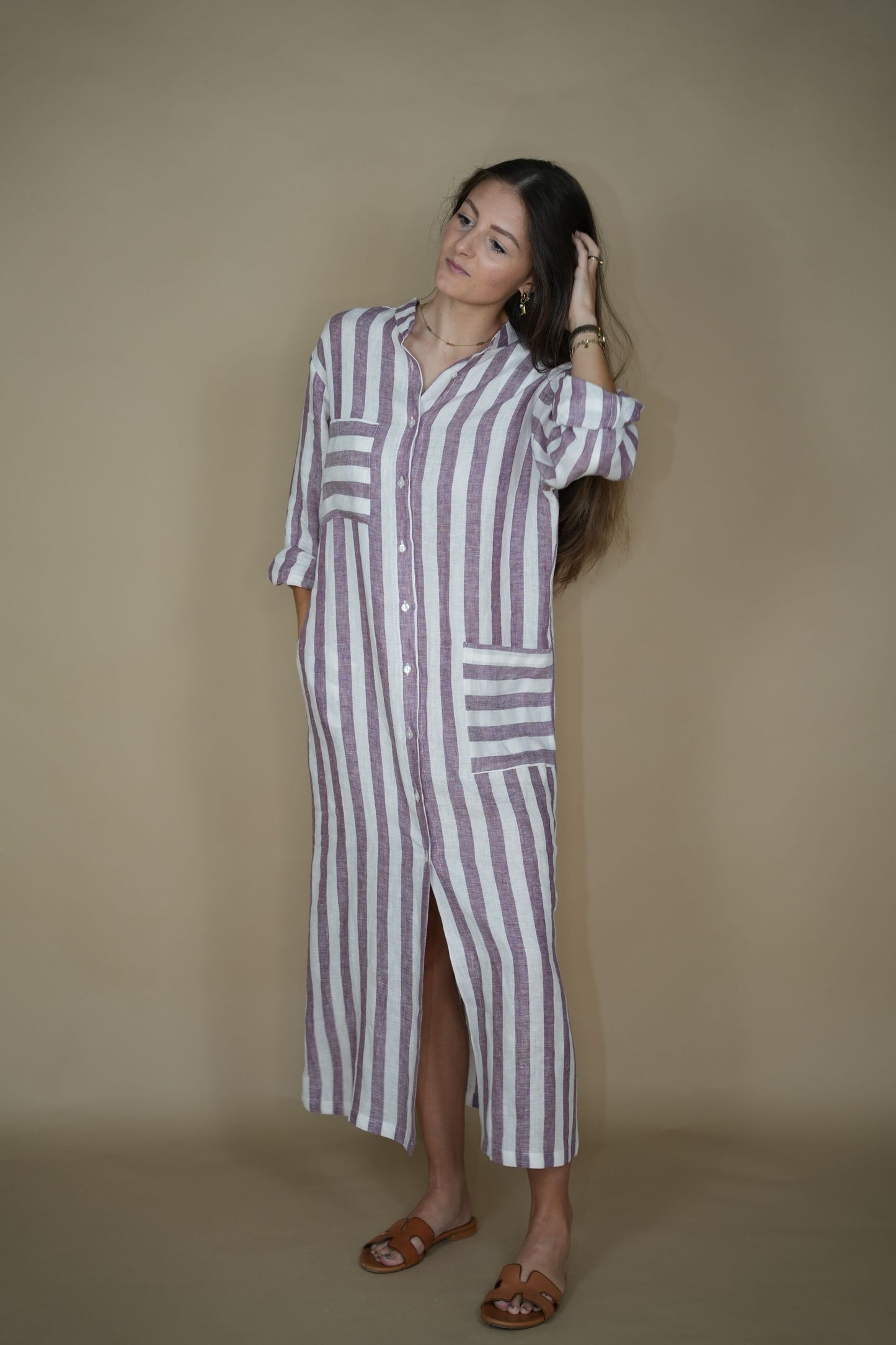 Lina Dress - Purple Stripes