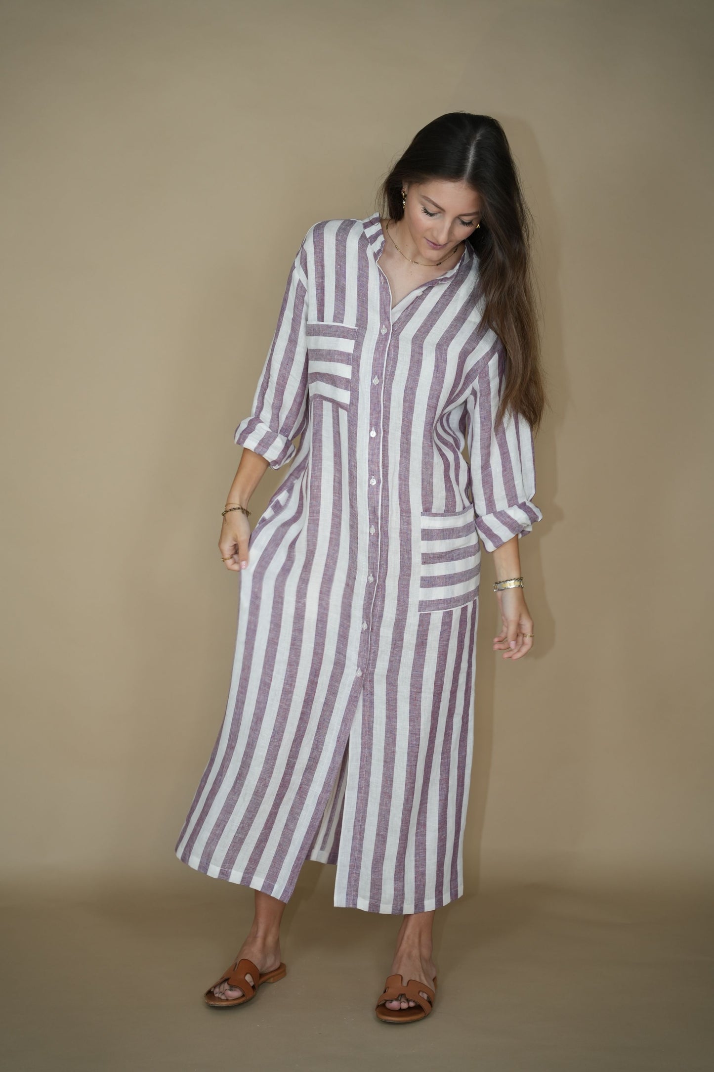 Lina Dress - Purple Stripes
