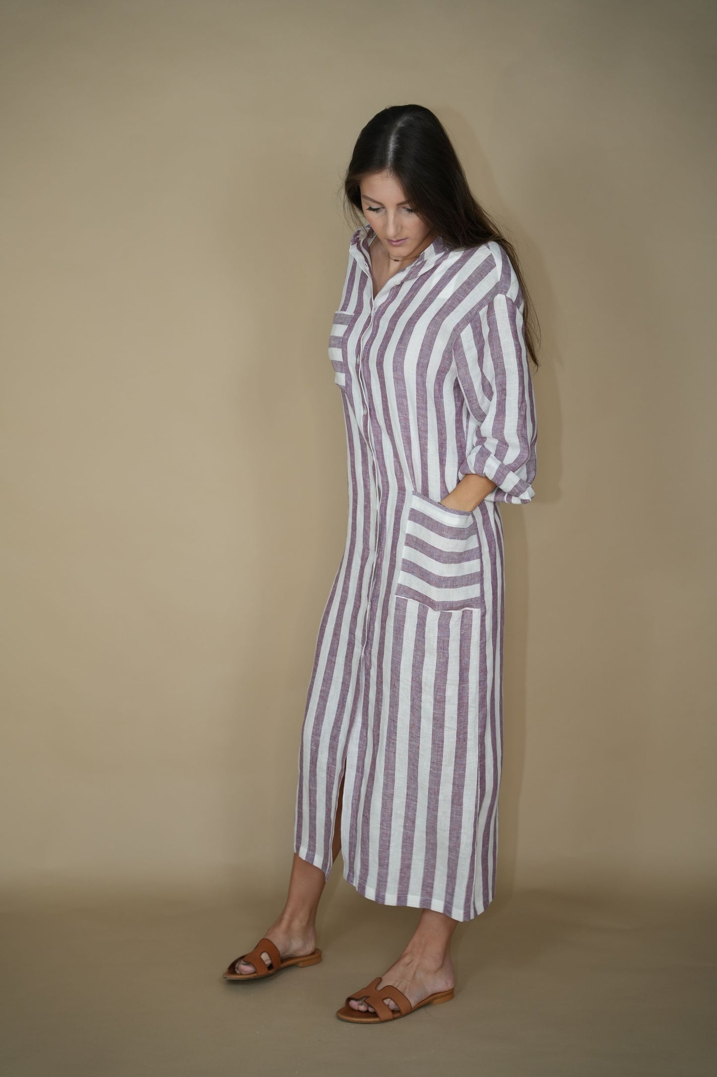 Lina Dress - Purple Stripes