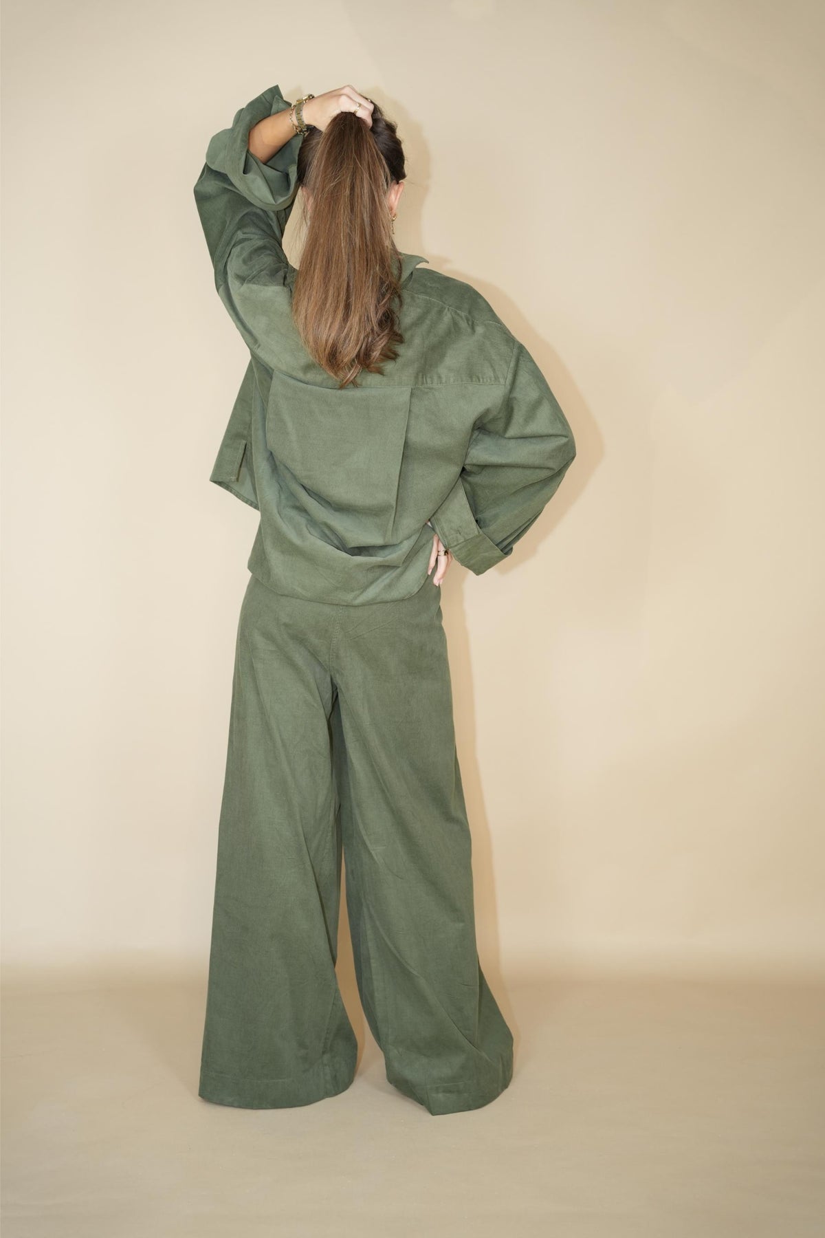 Giola Olive Top - Fine Corduroy