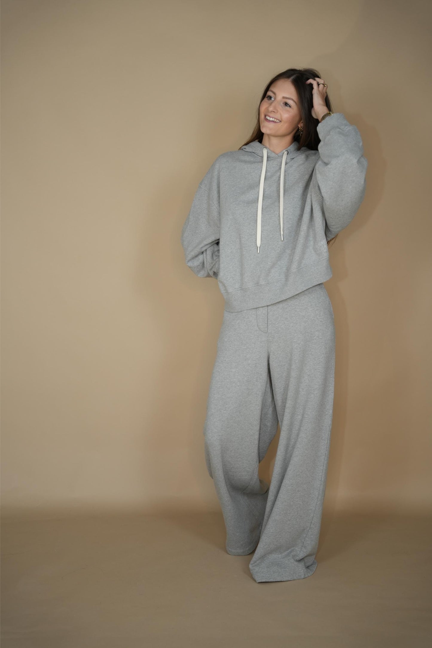 Adley Wide Leg Pants - Grey Melange