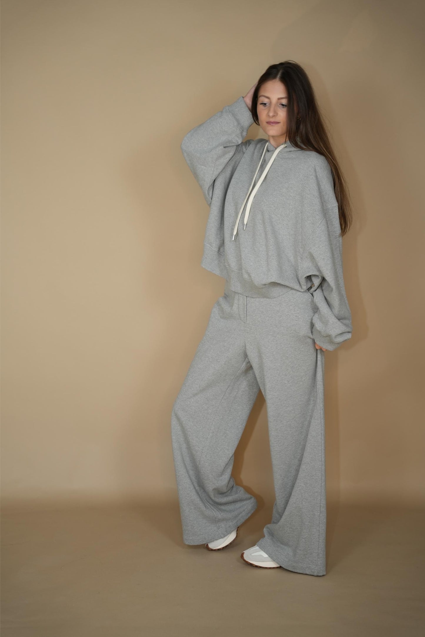 Adley Wide Leg Pants - Grey Melange