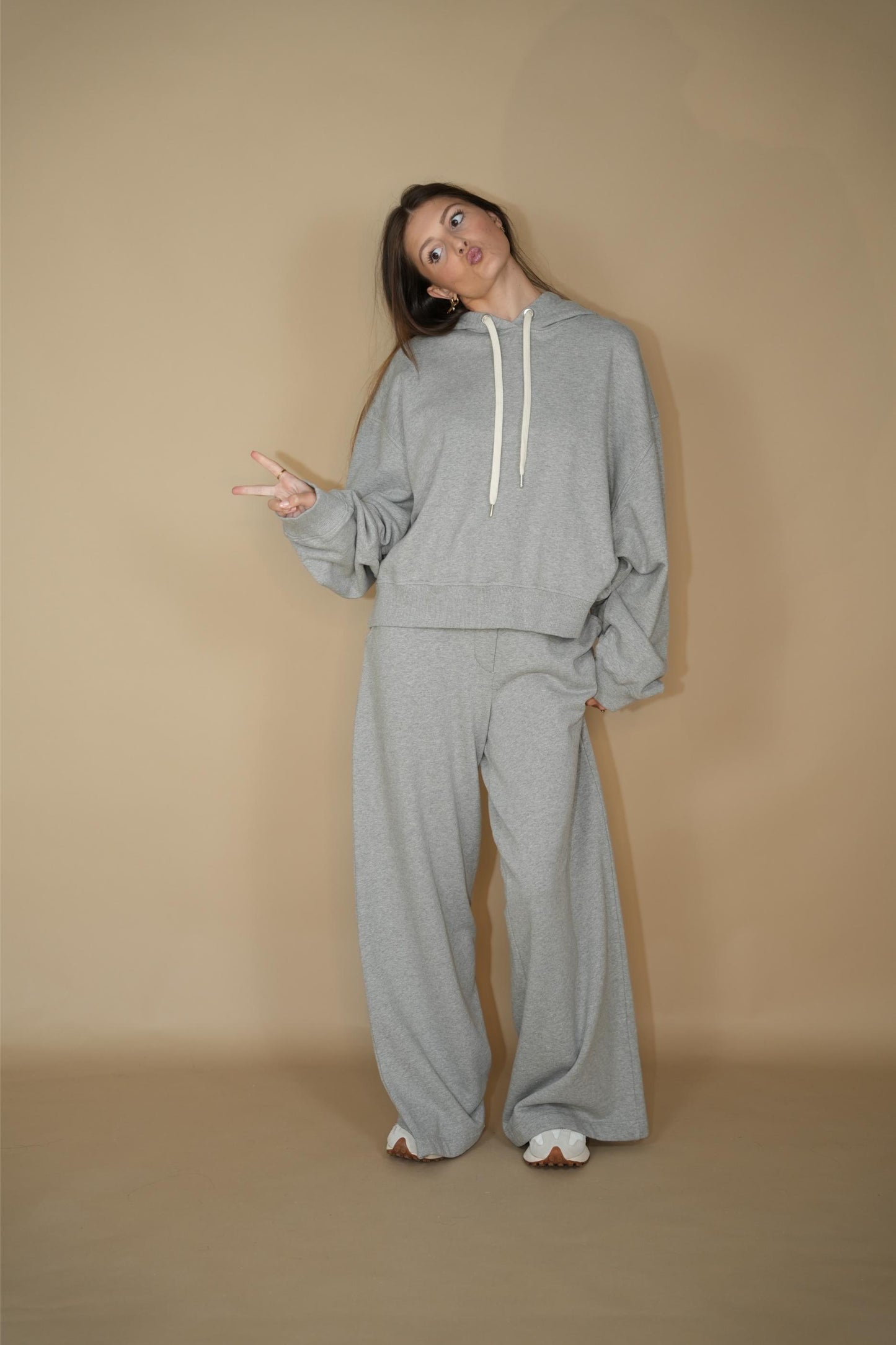 Adley Wide Leg Pants - Grey Melange
