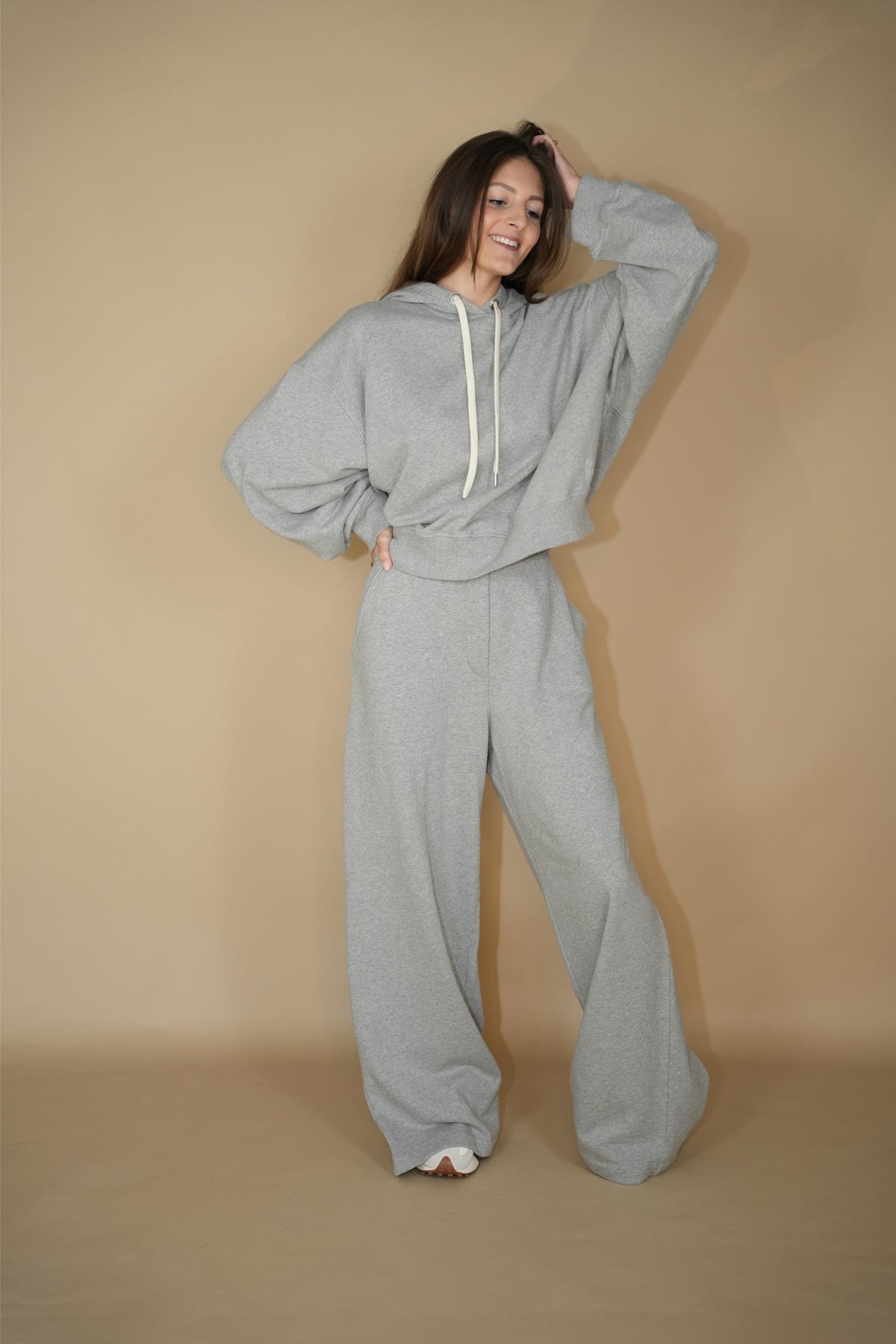 Adley Wide Leg Pants - Grey Melange