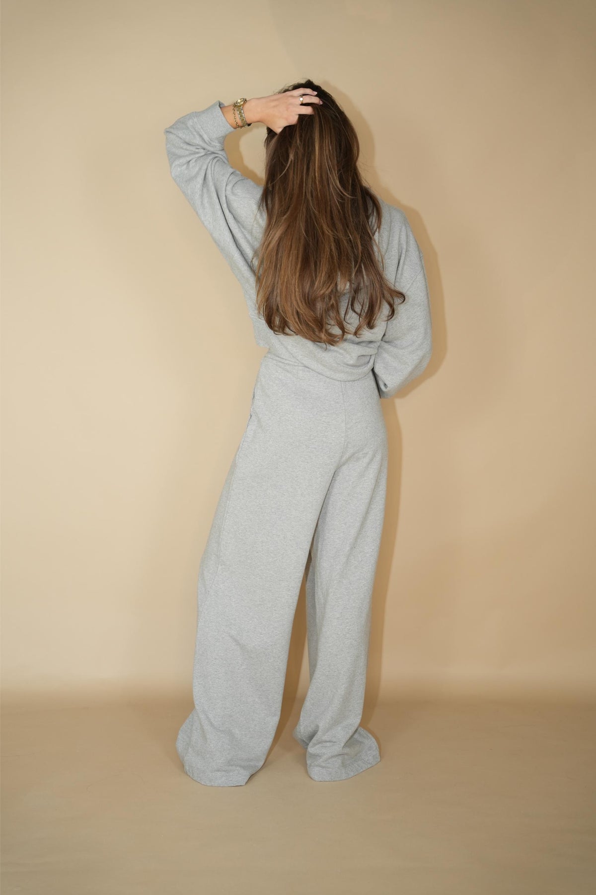 Adley Wide Leg Pants - Grey Melange
