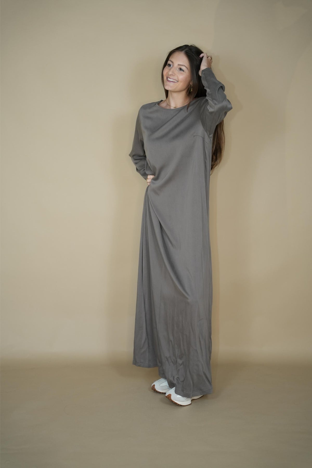 Eva Satin Dress - Moon Rock