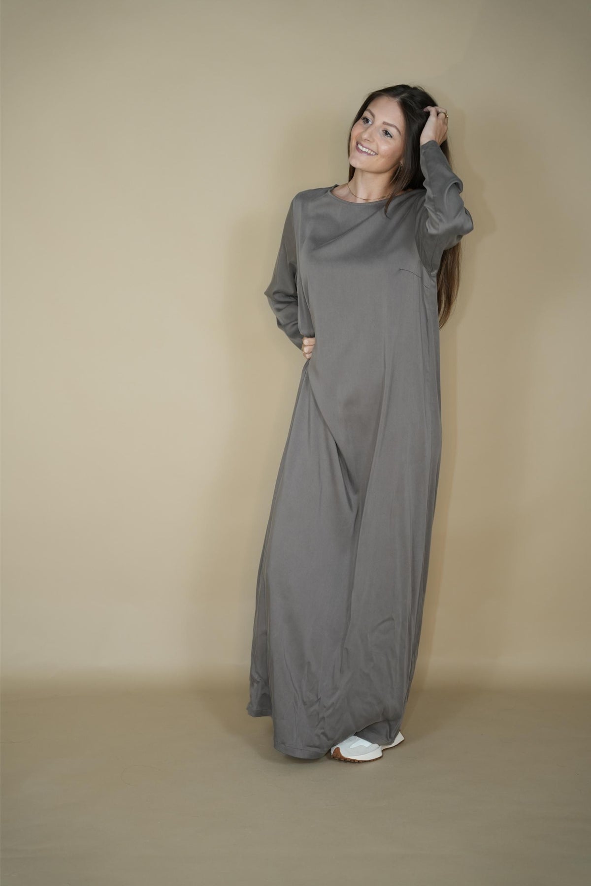 Eva Satin Dress - Moon Rock