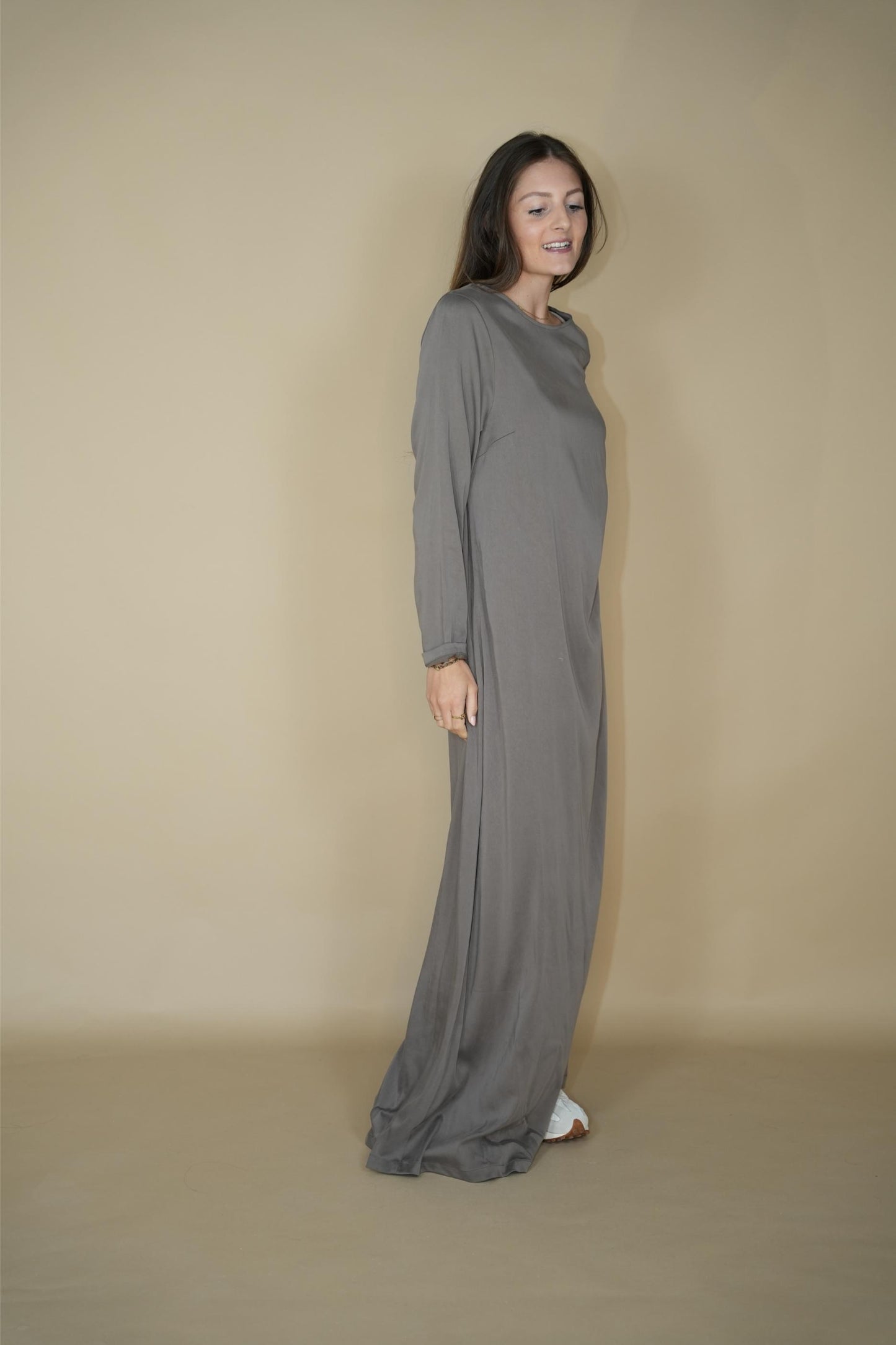 Eva Satin Dress - Moon Rock