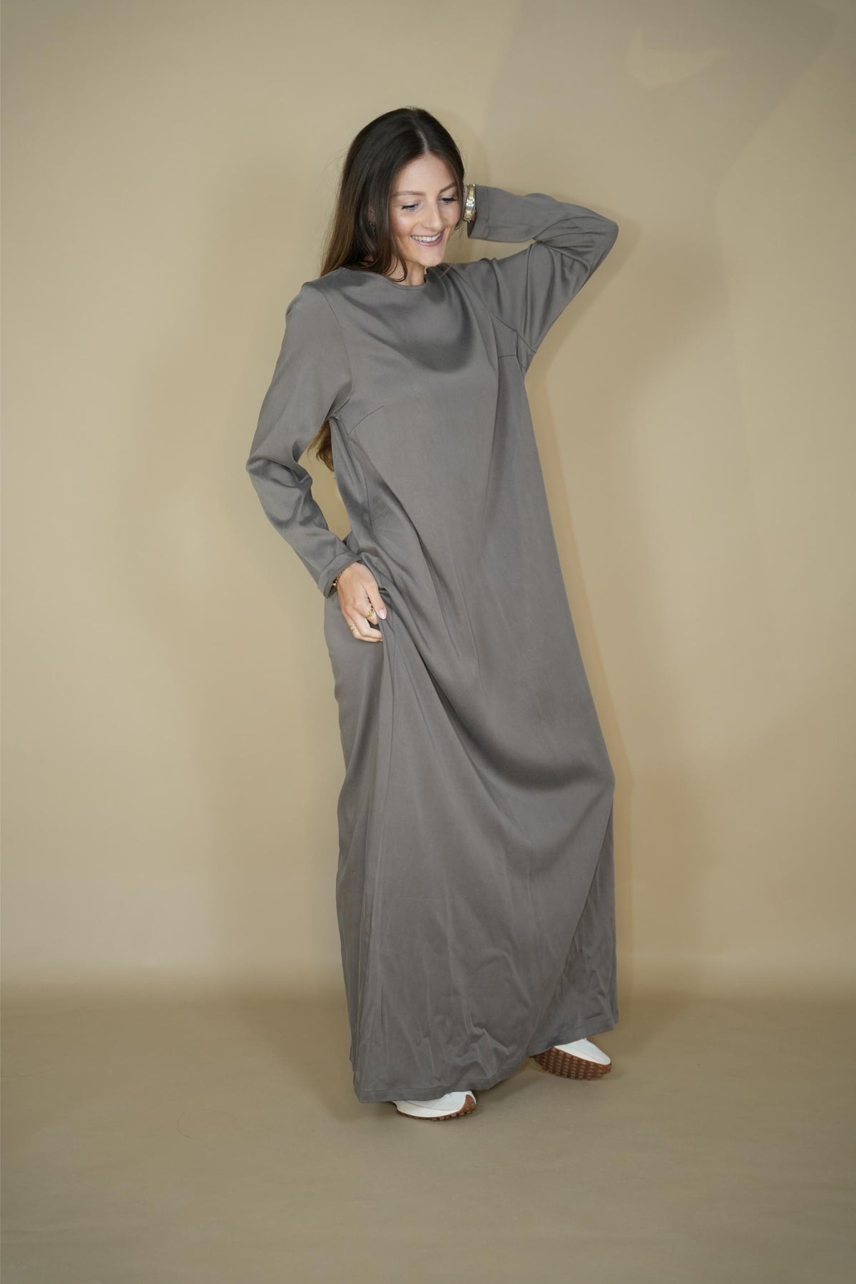 Eva Satin Dress - Moon Rock