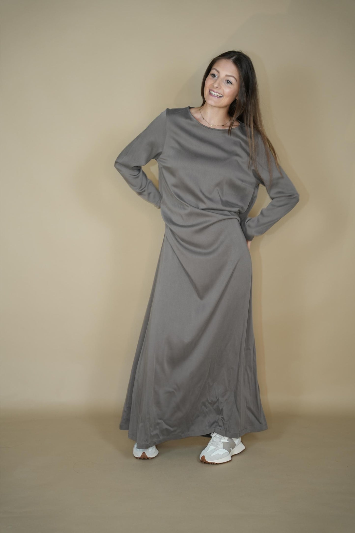 Eva Satin Dress - Moon Rock