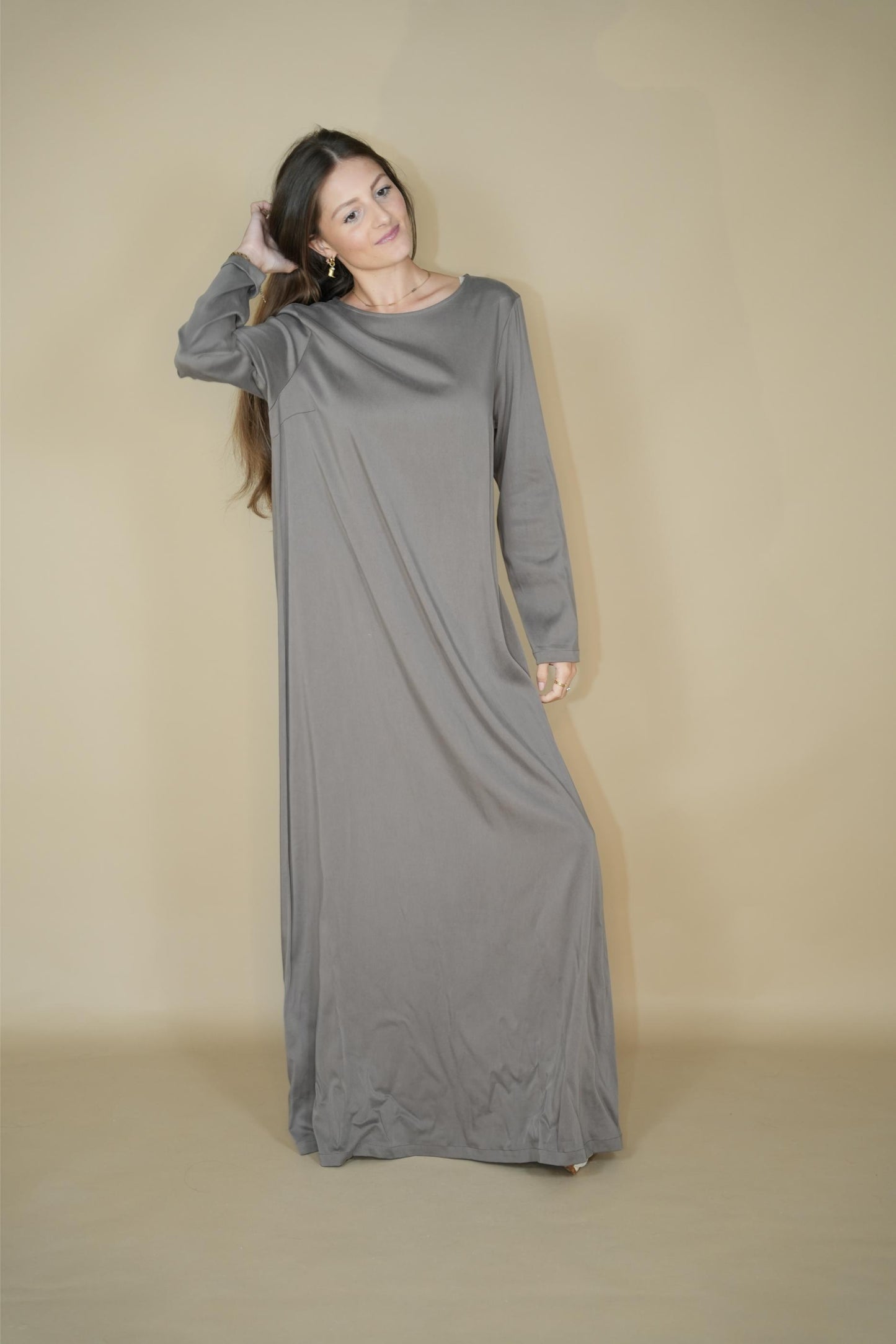 Eva Satin Dress - Moon Rock