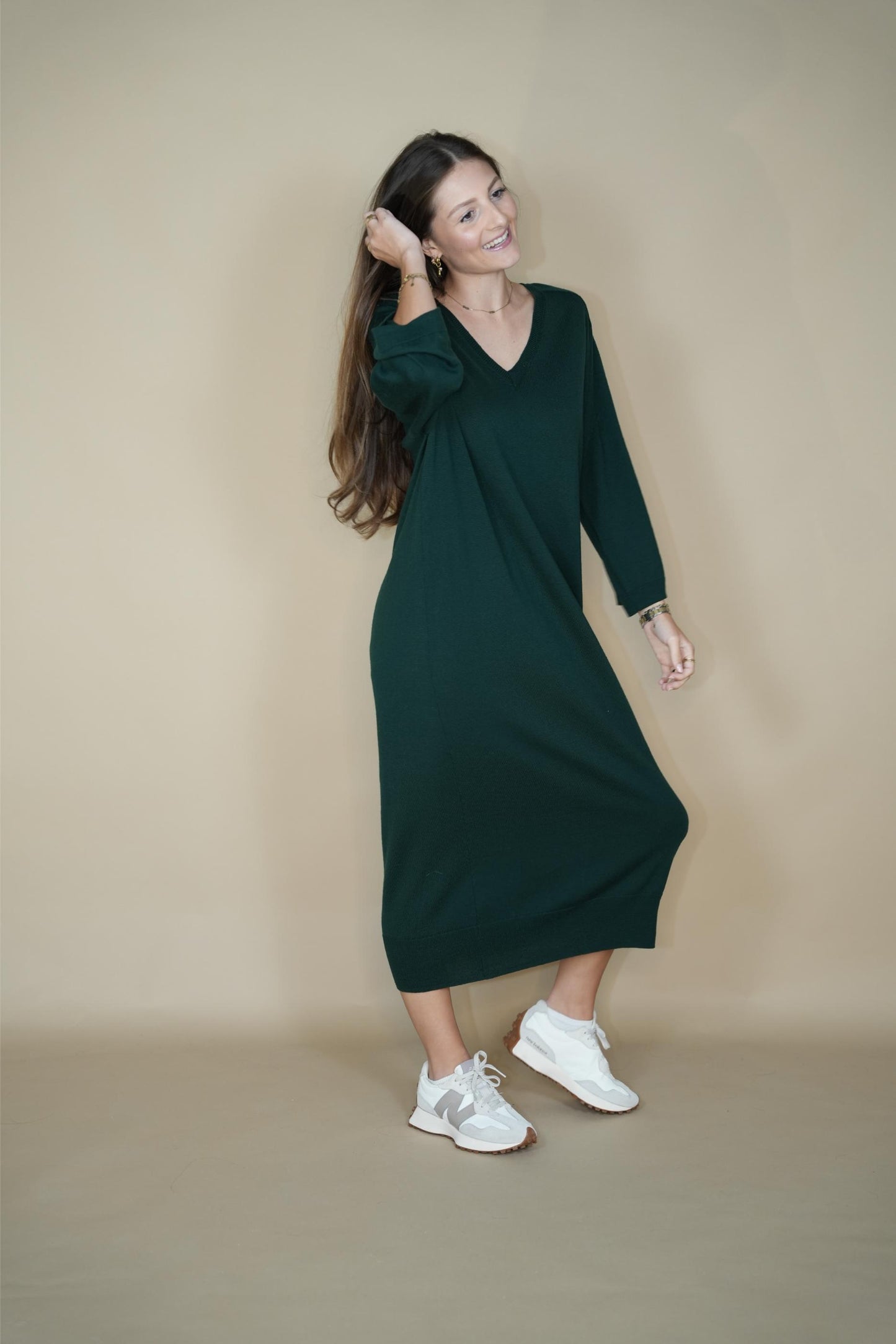Mons merino wool Dress - Forest green