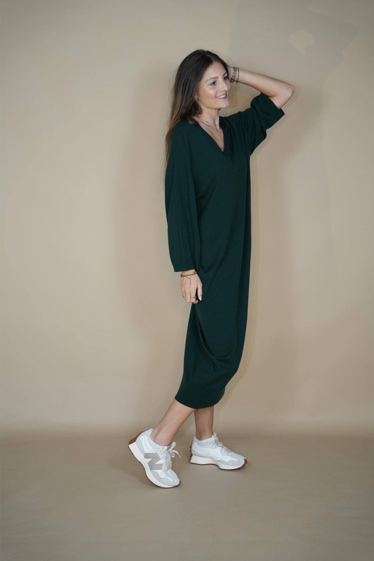 Mons merino wool Dress - Forest green