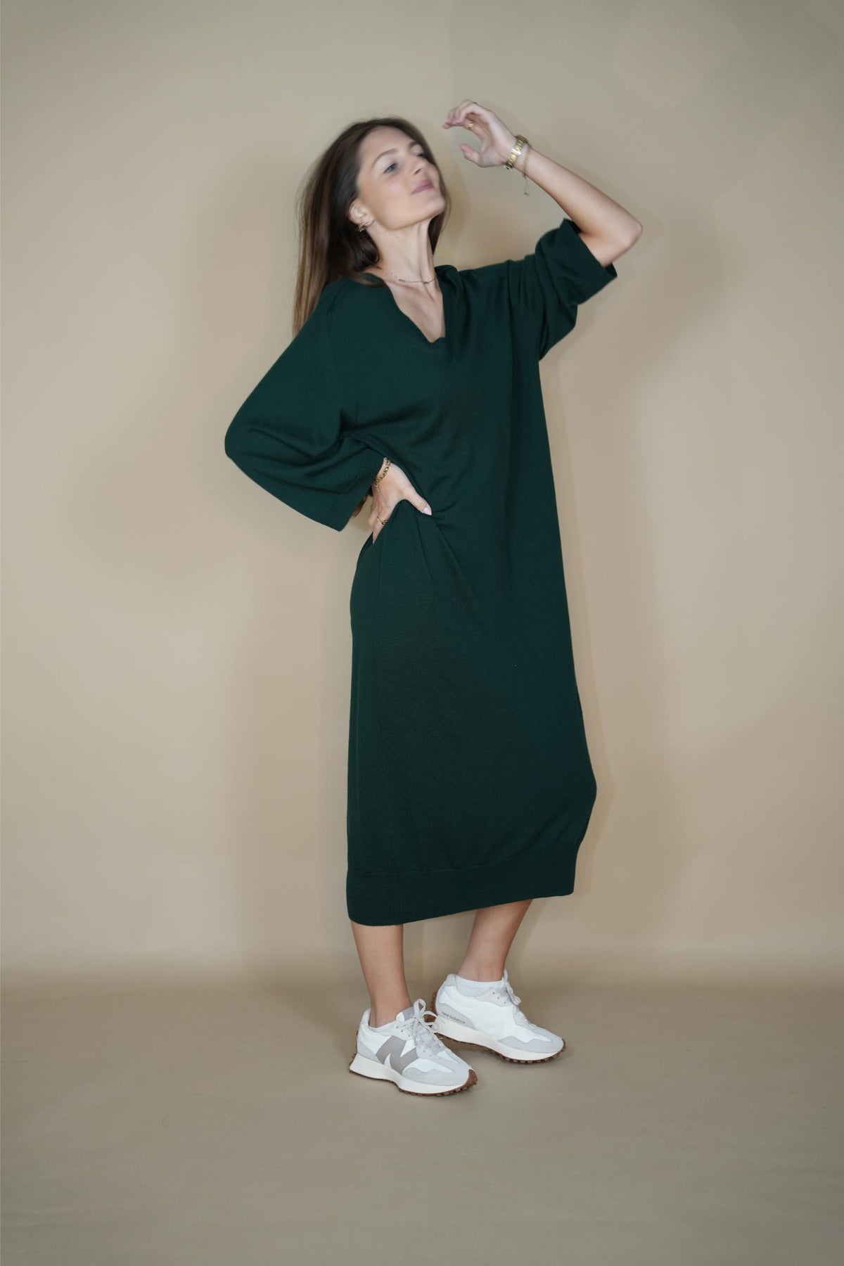 Mons merino wool Dress - Forest green