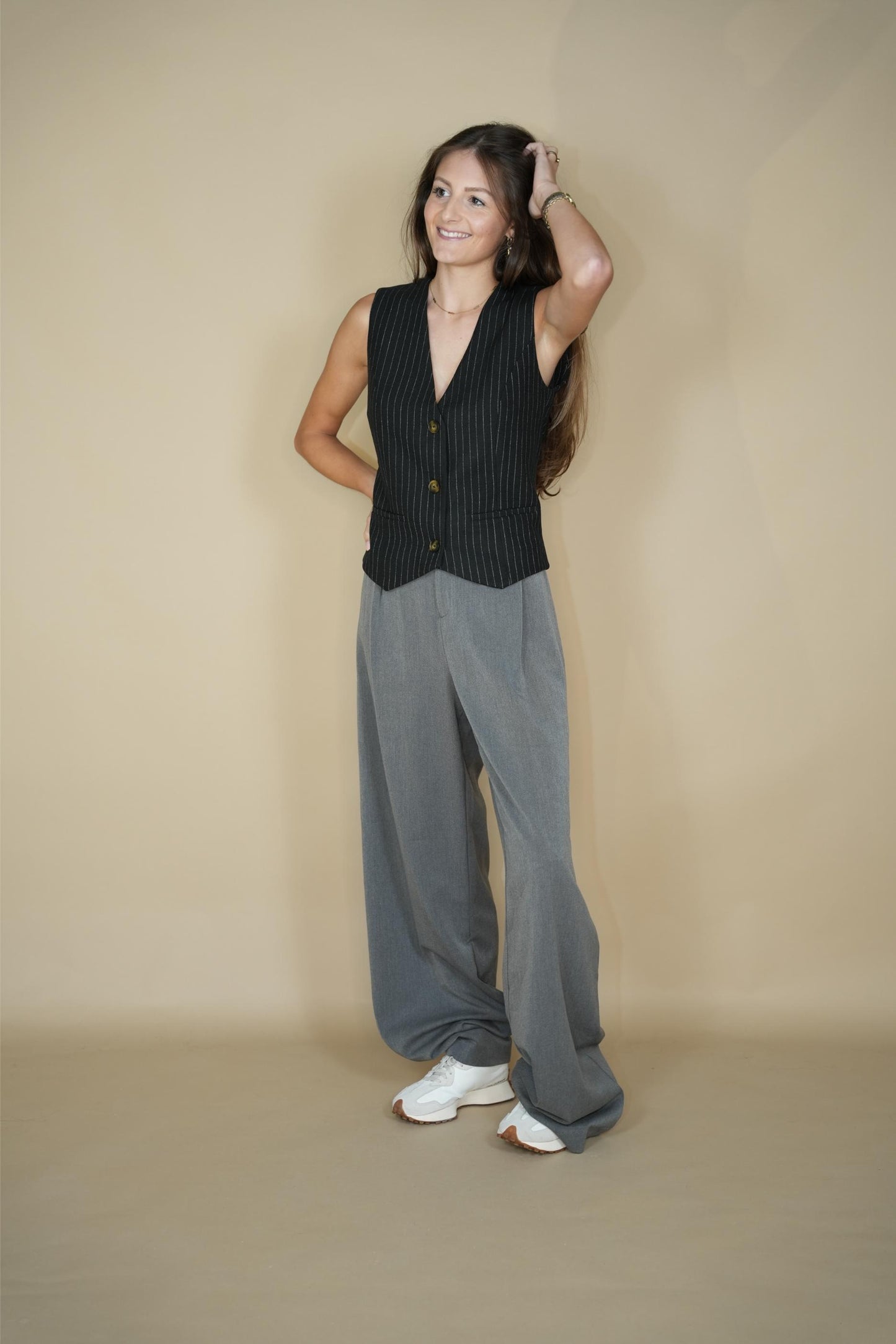 Jurre Gilet Pen Stripe - Black/white